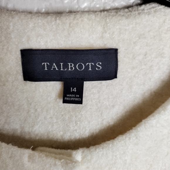 Talbots Cream Boiled Wool Blend Sweater Jacket Cardigan Blazer Size 14 - Picture 5 of 9